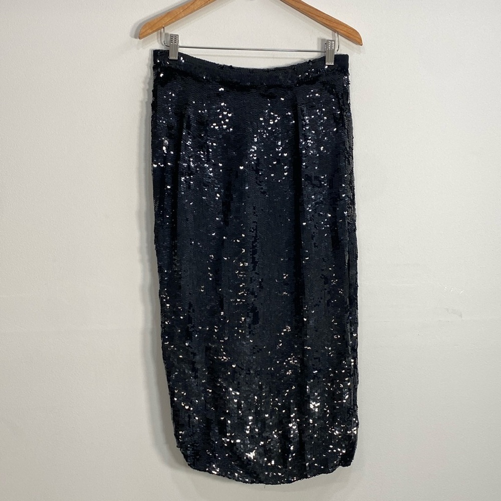Modi Vintage Pure Indian Silk‎ Sequin Skirt High Slit